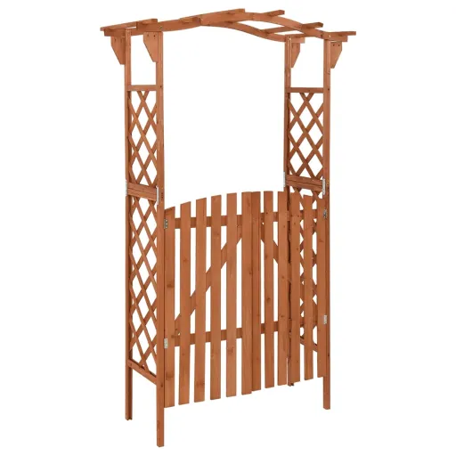 Pérgola Con Puerta Madera Maciza de Abeto 116x40x204 cm