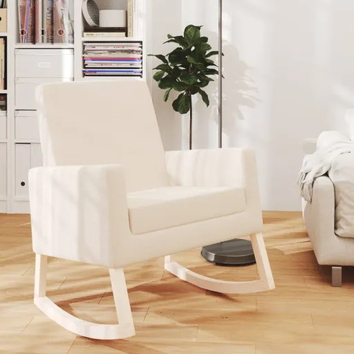 Silla Mecedora de Tela Crema