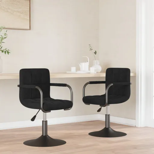 Sillas de Comedor Giratorias 2 Uds Terciopelo Negro