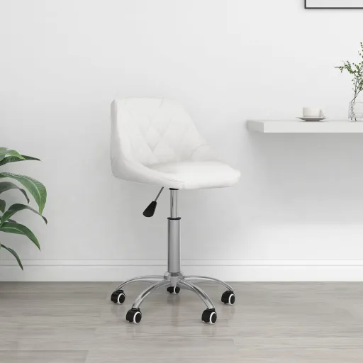 Silla de Oficina Giratoria de Cuero Sintético Blanco