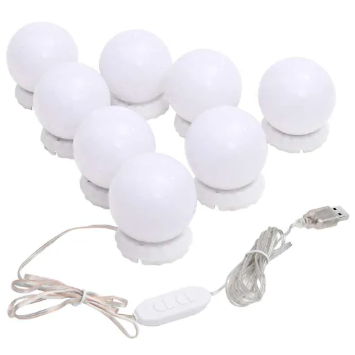 Luz de Espejo Con 8 Bombillas LED Blanco Cálido y Blanco Frío