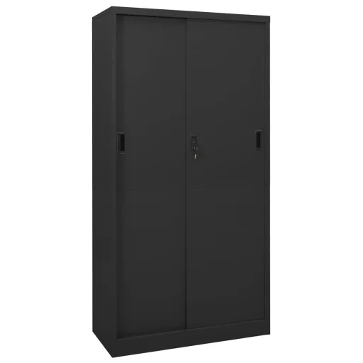 Armario de Oficina Puerta Corredera Acero Antracita 90x40x180cm