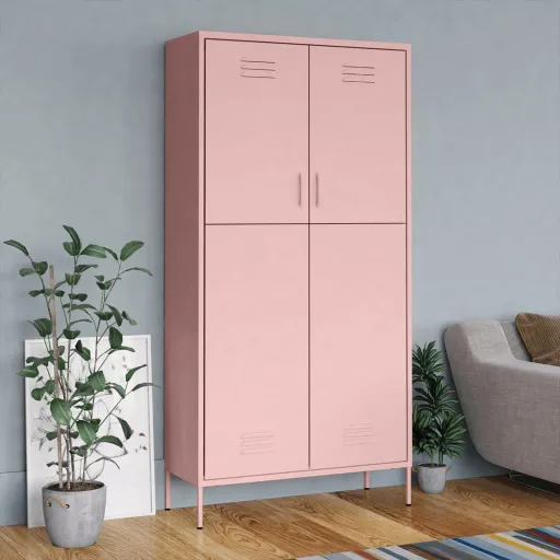 Armario de Acero Rosa 90x50x180 cm