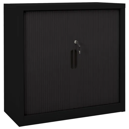 Armario de Puerta Corredera Acero Negro 90x40x90 cm