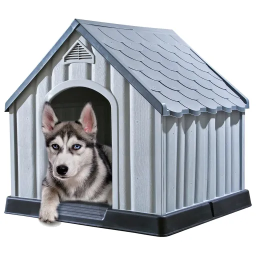 Caseta Para Perros Gris 92x87x91 cm Plástico