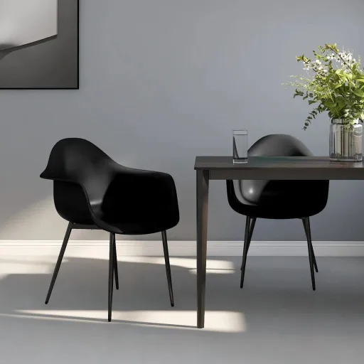 Sillas de Comedor 2 Unidades Negras PP