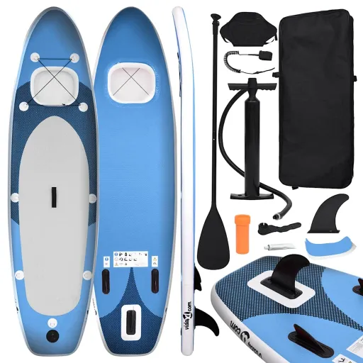 Juego de Tabla Paddle Surf Inflable Azul 300x76x10 cm