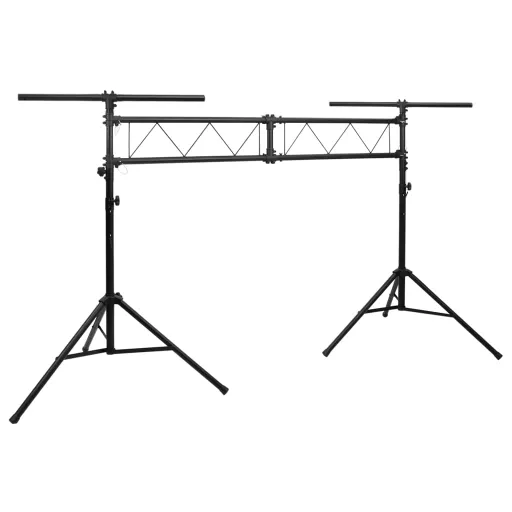 Soporte de Luces de Acero Negro 338x115x(180-300) cm