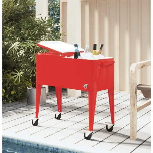 Carrito Nevera Con Ruedas Rojo 92x43x89 cm