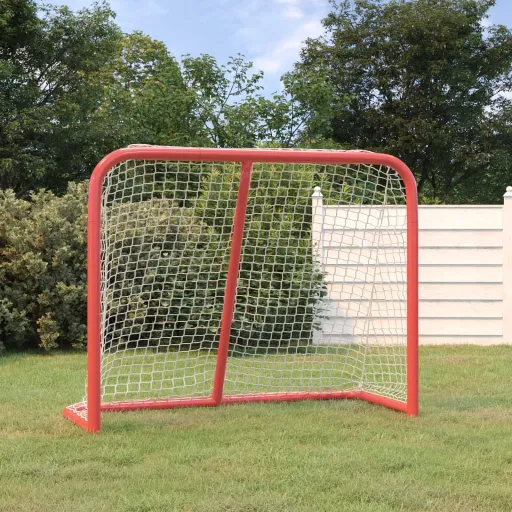 Portería de Hockey Poliéster Rojo y Blanco 183x71x122 cm