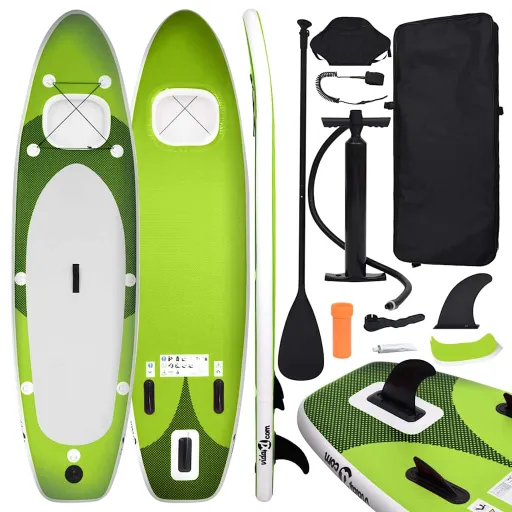 Juego de Tabla Paddle Surf Inflable Verde 300x76x10 cm