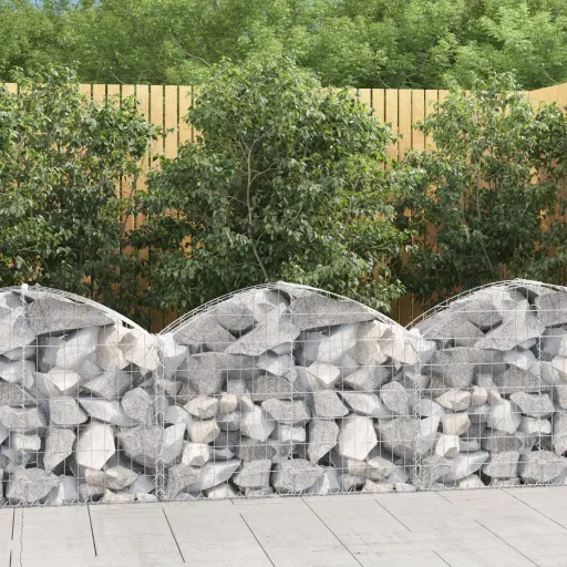 Cesta de Gaviones Forma Arco Hierro Galvanizado 100x30x60/80 cm