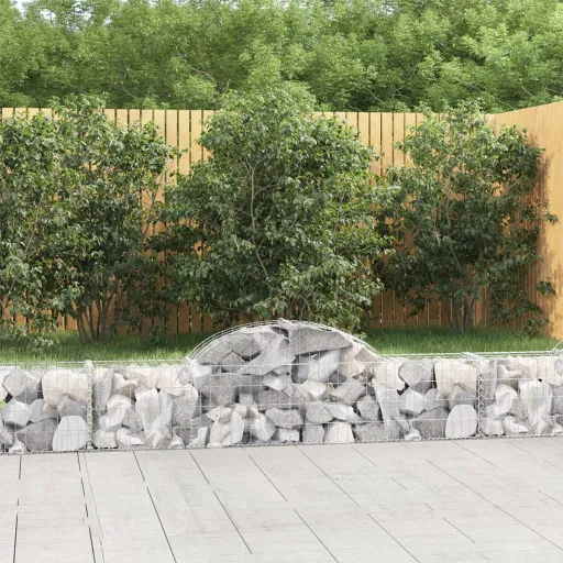 Cesta de Gaviones Forma Arco Hierro Galvanizado 200x30x40/60 cm