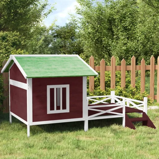 Caseta Para Perros Madera Maciza Pino Color Moca 159x120x88,5cm