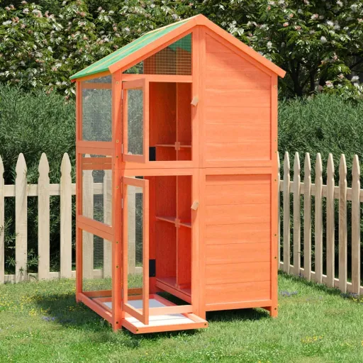Casita Para Pájaros Madera Maciza Pino Marrón 97x81x152 cm