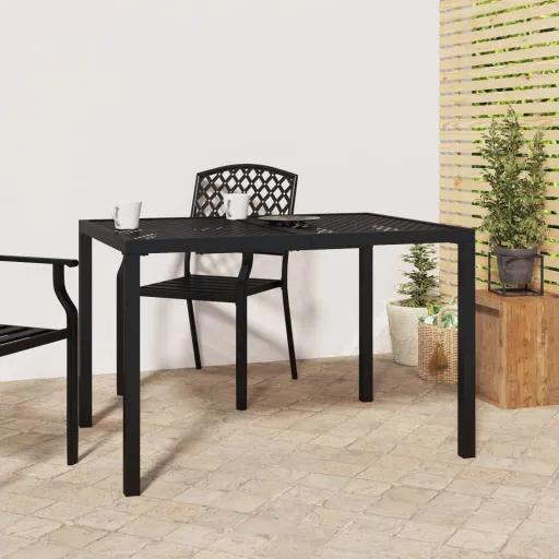 Mesa de Jardín de Acero Gris Antracita 110x80x72 cm