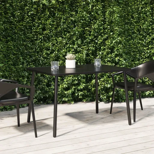 Mesa de Jardín Acero Gris Antracita 110x80x71 cm