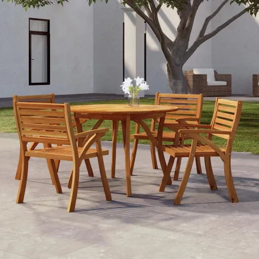 Mesa de Jardín Madera Maciza de Acacia Ø110 cm