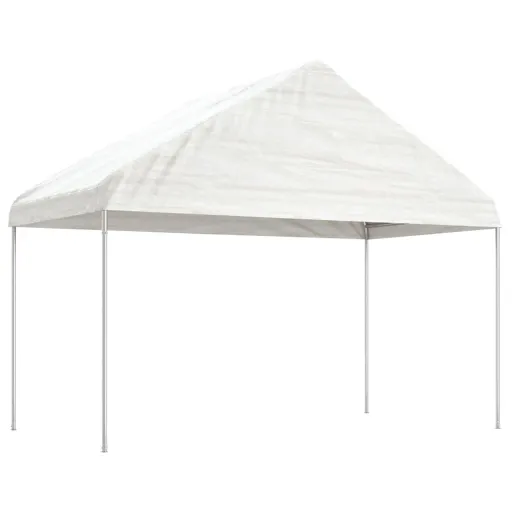 Cenador Con Techo Polietileno Blanco 4,08x2,23x3,22 m