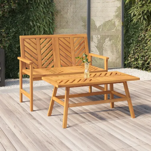 Juego de Muebles de Jardín 2 Piezas Madera Maciza Acacia