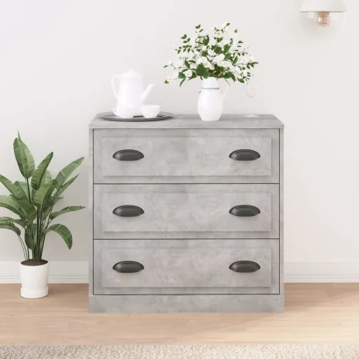 Aparador de Madera Contrachapada Gris Hormigón 70x35,5x67,5 cm