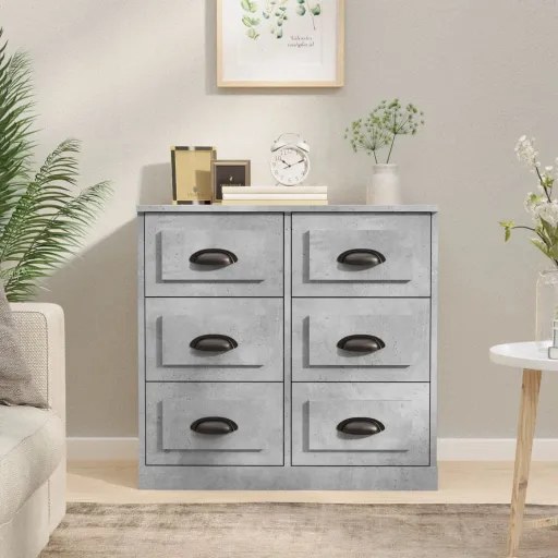 Aparador de Madera Contrachapada Gris Hormigón 70x35,5x67,5 cm