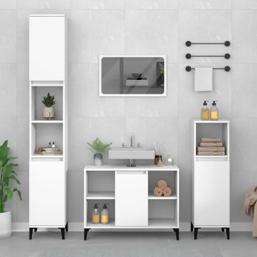 Armario Para Lavabo Madera Contrachapada Blanco 80x33x60 cm
