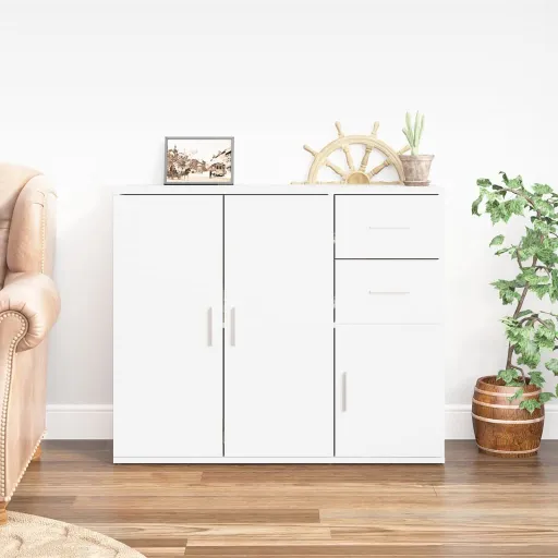 Aparador de Madera Contrachapada Blanco 91x29,5x75 cm