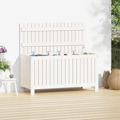 Caja de Almacenaje Jardín Madera de Pino Blanco 115x49x60 cm