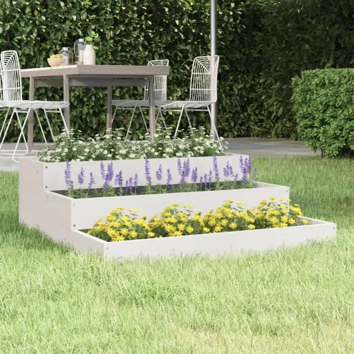 Jardinera de Madera Maciza de Pino Blanco 78x78x27 cm