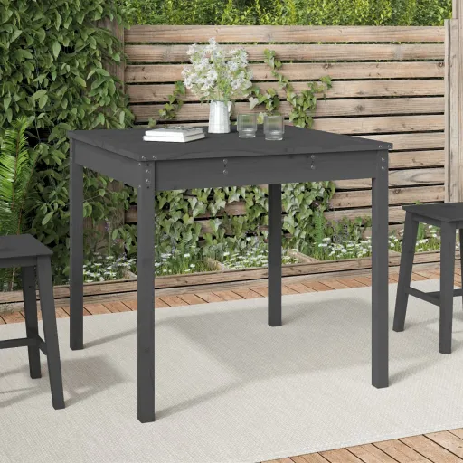 Mesa de Jardín Madera Maciza Pino Gris 82,5x82,5x76 cm
