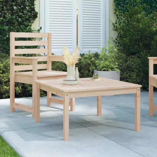Mesa de Jardín Madera Maciza de Pino 82,5x82,5x45 cm