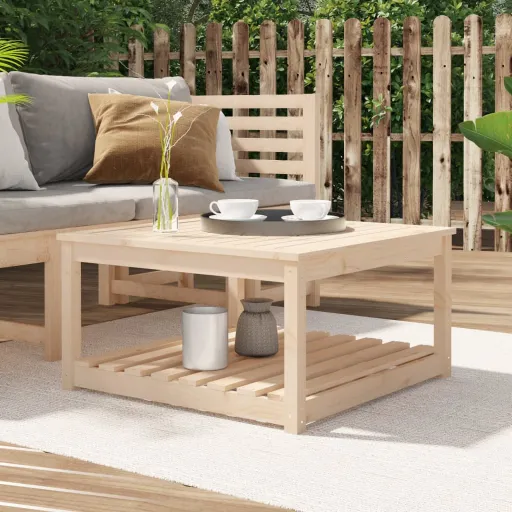 Mesa de Jardín Madera Maciza de Pino 82,5x82,5x45 cm