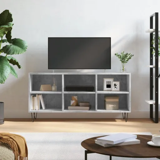 Mueble de TV Madera de Ingeniería Gris Hormigón 103,5x30x50 cm