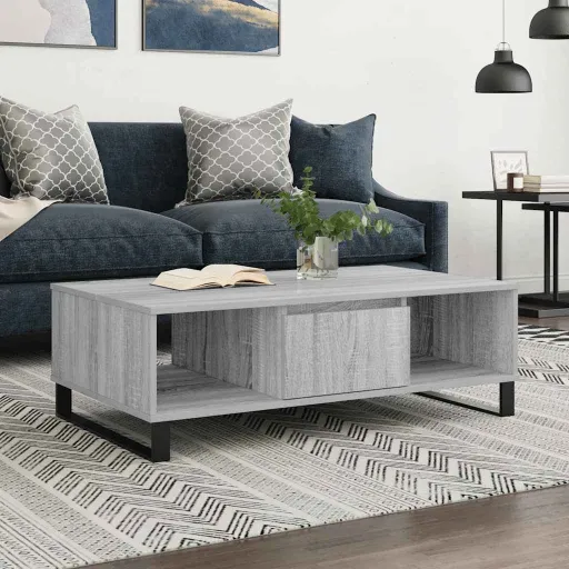 Mesa de Centro Madera de Ingeniería Gris Sonoma 104x60x35 cm