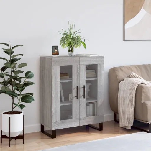 Aparador de Madera de Ingeniería Gris Sonoma 69,5x34x90 cm