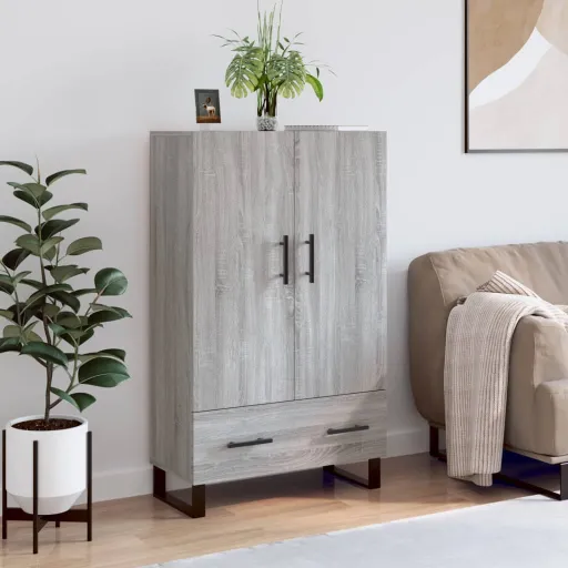 Aparador Alto Madera de Ingeniería Gris Sonoma 69,5x31x115 cm