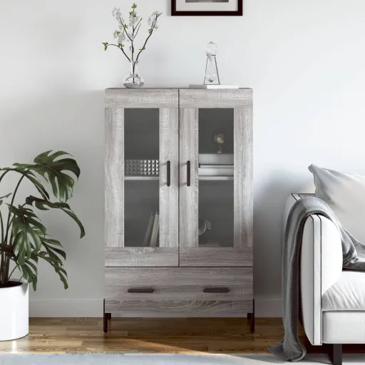 Aparador Alto Madera de Ingeniería Gris Sonoma 69,5x31x115 cm
