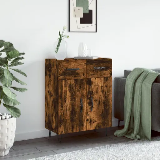 Aparador de Madera de Ingeniería Roble Ahumado 69,5x34x90 cm