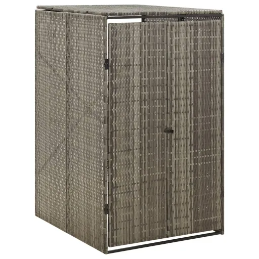Cobertizo Para Contenedor de Basura Ratán PE Gris 70x80x117 cm