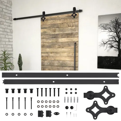 Kit de Herrajes Para Puertas Correderas SKIEN Acero Negro 183cm