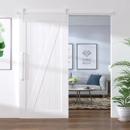 Kit Herrajes Para Puertas Correderas de Acero Blanco 200 cm