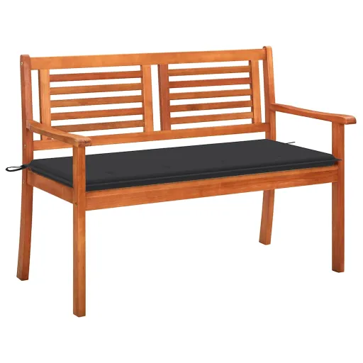 Banco de Jardín 2 Plazas Madera Maciza Eucalipto y Cojín 120 cm