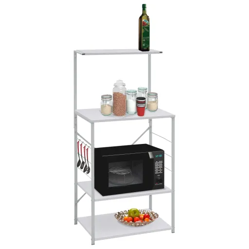 Armario Para Microondas Madera Ingeniería Blanco 60x39,6x123 cm