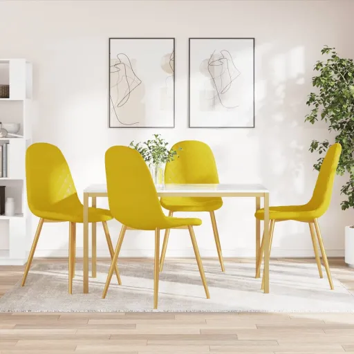 Sillas de Comedor 4 Uds Terciopelo Amarillo Mostaza