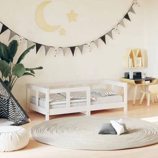Estructura de Cama Para Niños Madera de Pino Blanco 70x140 cm