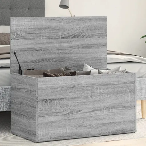 Baúl de Almacenaje Madera Contrachapada Gris Sonoma 84x42x46 cm