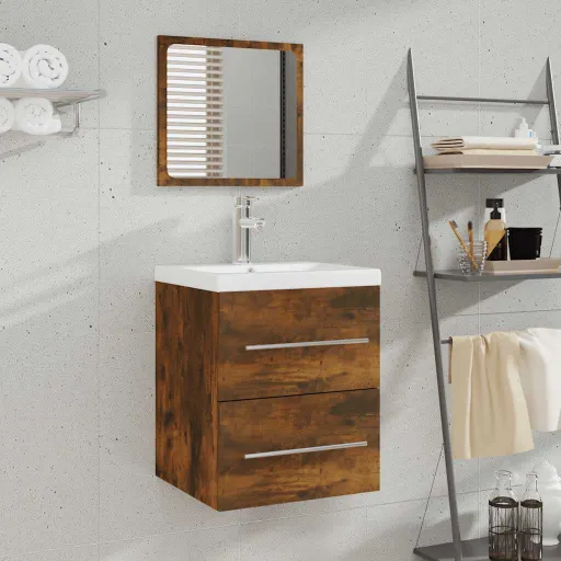 Armario de Baño Con Espejo Color Roble Ahumado 41x38,5x48 cm