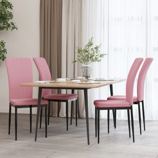 Sillas de Comedor 4 Unidades Terciopelo Rosa