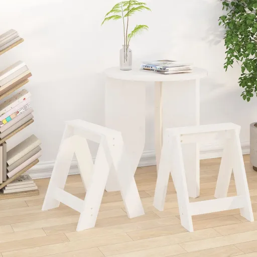Taburetes 2 Unidades Madera Maciza de Pino Blanco 40x40x45 cm